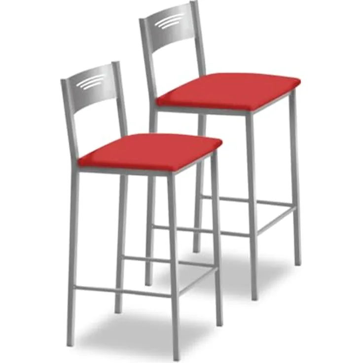 ASTIMESA Zwei Hocker für die Küche, 60 cm, Kunstleder, Rot (TAB60RO)