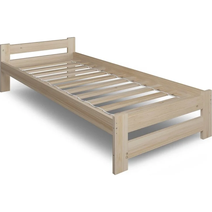 Home Collective Holzbett mit Lattenrost Modern Bett Kiefer Bettgestell Massivholzbett Klassisch (90x200, 120x200, 140x200, 160x200 cm), Einzelbett, Skandi Boho Landhaus Kopfteil flach 100x200 cm natur – Bild 3