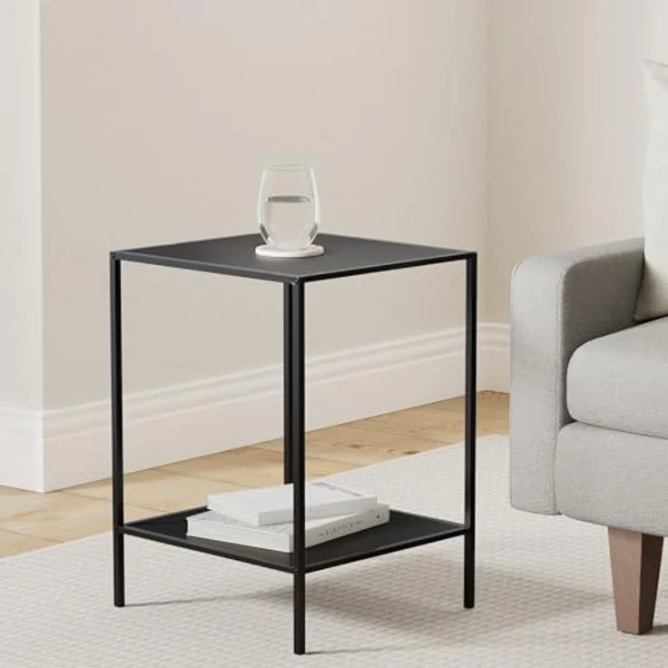 HAKU Möbel Beistelltisch schwarz, MDF, Stahlrohr - Maße: B 40 cm x H 60 cm x T 40 cm, Style: Modern – Bild 3