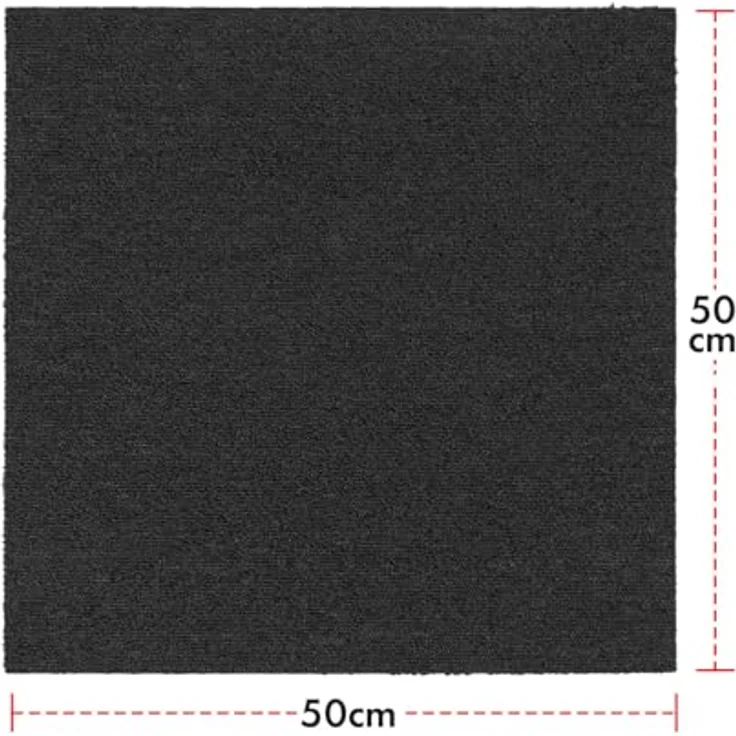 KARAT Teppichfliesen Moskau 50x50 cm selbstliegend - 24 Stück Set - 6m² strapazierfähiger Teppich Bodenbelag mit hochwertigem Schlingenflor für Haus & Büro - antistatisch mit Bitumen Rücken, Anthrazit – Bild 3