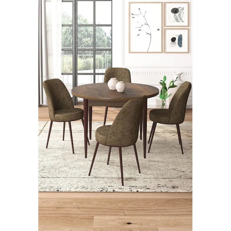 Skye Decor 'Tor - Baroque, Brown' Essgruppe (5-teilig), Barock / Braun, 90 x 75 x 90 cm – Bild 1