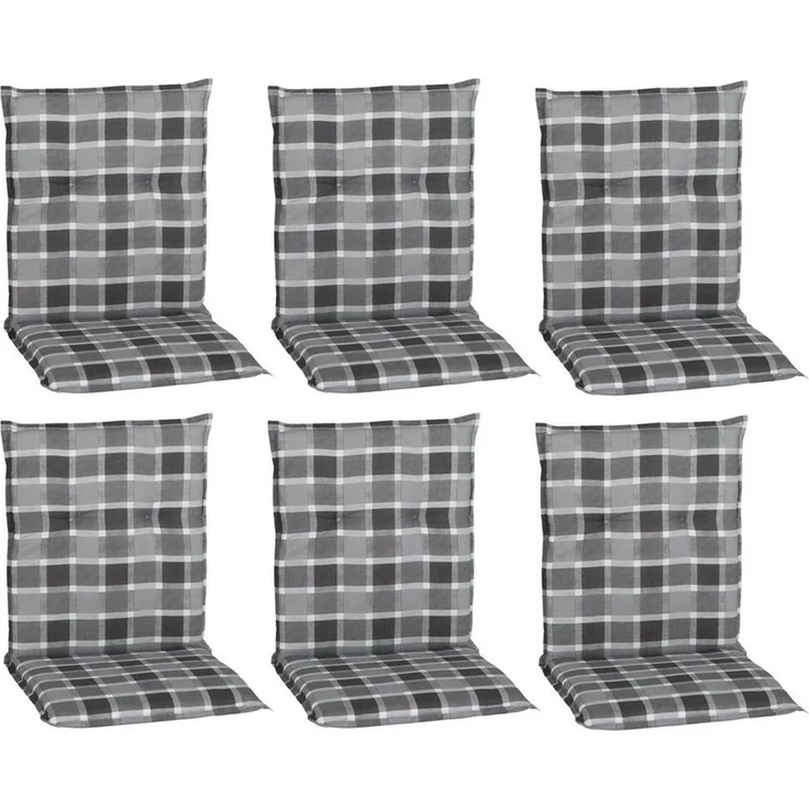 NYVI Sitzauflage Niedriglehner Auflagen 6er Set Barcelona Gartenstuhlauflagen 100x50cm, (6 St), Niederlehner Stuhlauflage Sitzauflage mit Halteband Kariert Karo – Bild 5