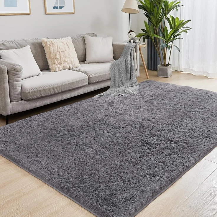1 Stück Wohnzimmerteppich, superweich, rutschfest, 120x80 cm, Grau – Bild 1