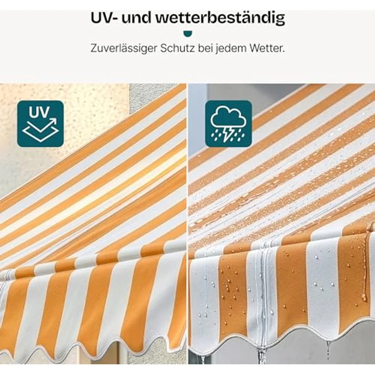 Klemmmarkise Stem 150x120x220-309 cm Gelb / Weiß [pro. tec] – Bild 7