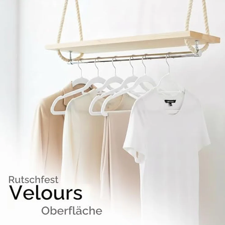 Utopia Home - Premium Kleiderbügel aus Samt (Weiß, 50er-Pack) – Bild 3