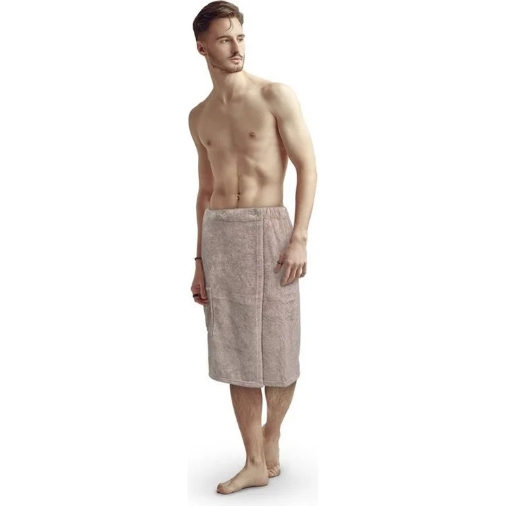 Bestlivings Saunatuch Herren 60x145cm, Sauna Kilt "Flauschig" Saunahandtuch mit Gummizug und Knopfverschluss – Bild 1