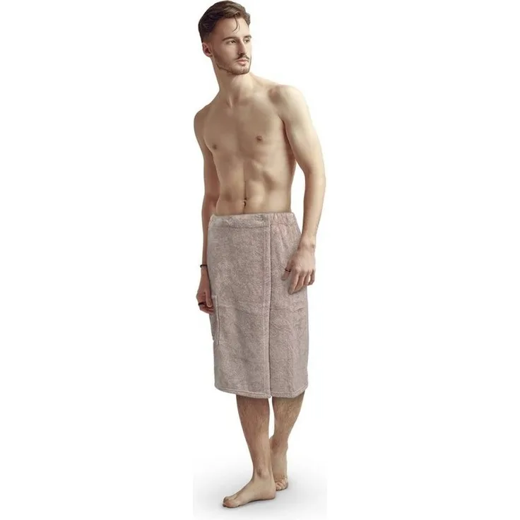 Bestlivings Saunatuch Herren 60x145cm, Sauna Kilt "Flauschig" Saunahandtuch mit Gummizug und Knopfverschluss