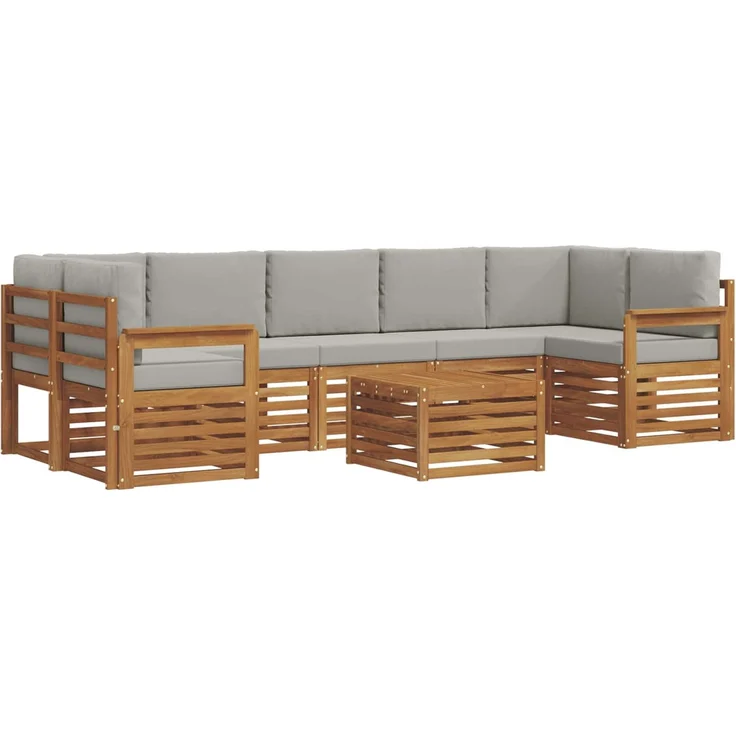 vidaXL Outdoor-Sofagarnitur 8 stk. 7-Sitzer Natur und Hellgrau 3374516 – Bild 2