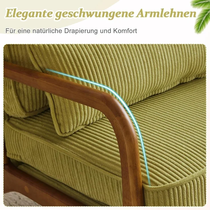 Sessel Cocktailsessel Loungesessel Ohrensessel Massivholz Grün – Bild 7