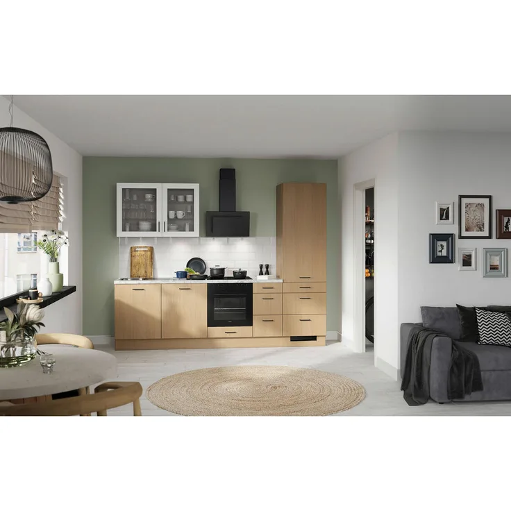 Venda Küchenleerblock Ve220, Weiß/Eiche, 280 cm, 3 Schubladen, mit Soft-Close-System, Made in Germany, seitenverkehrt erhältlich