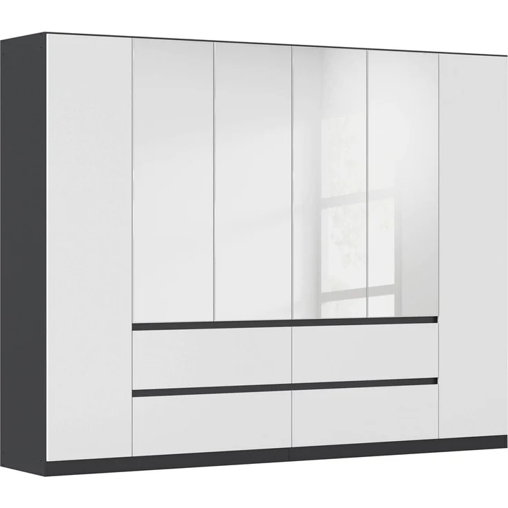 rauch Drehtürenschrank Schrank Garderobe MAINZ Breiten 91/136/181/226/271/315/360, Höhe 210cm (3 verschiedene Ausstattungen BASIC/CLASSIC/PREMIUM (inkl. SOFT-CLOSE) grifflose Front, Außentüren mit Push-to-Open Funktion MADE IN GERMANY – Bild 1