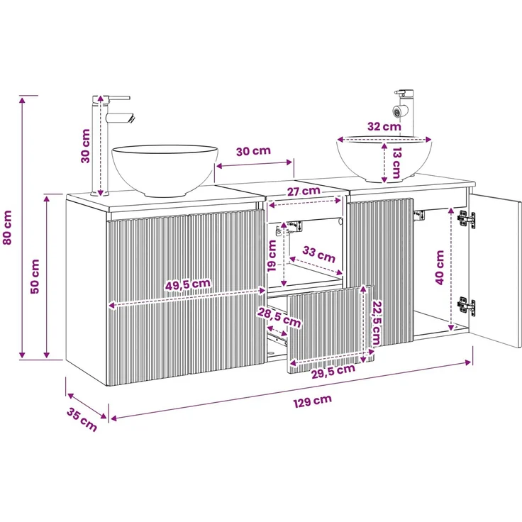vidaXL Wandmontiertes Badezimmerschrank-Set 3 stk. Grau Sonoma 3405623 – Bild 12