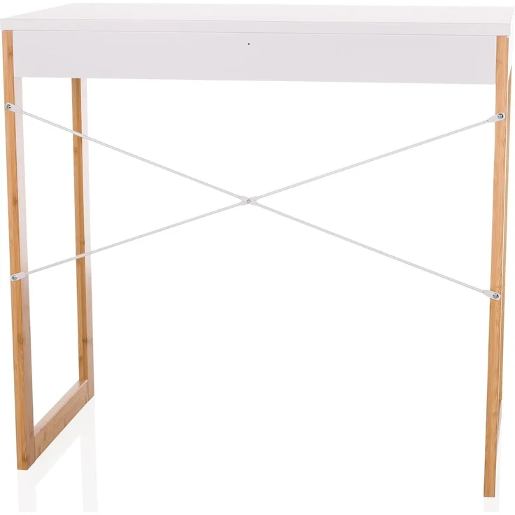 hjh LIVING Schreibtisch mit 1 Schublade 80x42 cm TAROLO II Bambus Gestell, Kleiner Tisch im skandinavischen Stil, Computertisch Weiß – Bild 8