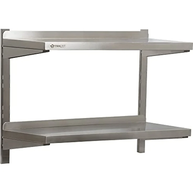 Mahlzeit Küchenregal Edelstahl Wandregal, 80 x 35 cm, 2 Ablagen, Küchenregal Hängeregal Wan – Bild 2