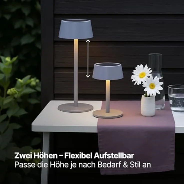 Brilliant Picco Solar Tischlampe Outdoor 30cm Grau Matt - LED Außentischleuchte mit USB & Akku, Dimmbar in 3 Stufen, IP44 Wassergeschützt – Bild 6
