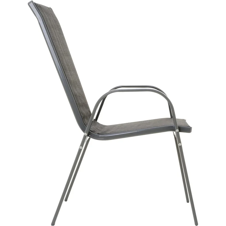 Nexos Trading 4er Set Gartenstuhl Camping Stapelstuhl Hochlehner Terrassenstuhl – Textilene Stahl stapelbar – Farbe: Rahmen anthrazit/Bespannung schwarz – Bild 6