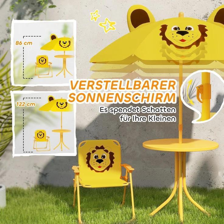 AIYAPLAY Garten-Kindersitzgruppe, Stahl, Polyester, Gelb, 49,5L x 49,5B x 50H cm – Bild 5