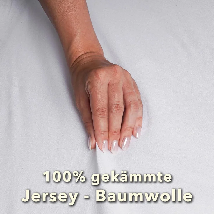 STUDIO Spannbettlaken Basic, viele Größen, 100% Baumwolle, OEKO-TEX 100, Jersey, Baumwolle, Gummizug: rundum, (1 Stück), 90x190 cm Bettlaken Spannbetttuch bis 25 cm Höhe - Weiß – Bild 5