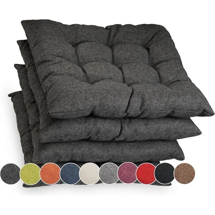 sunnypillow Stuhlkissen 4er Set Stuhlkissen mit Bändern Ontario, Anthrazit – Bild 4
