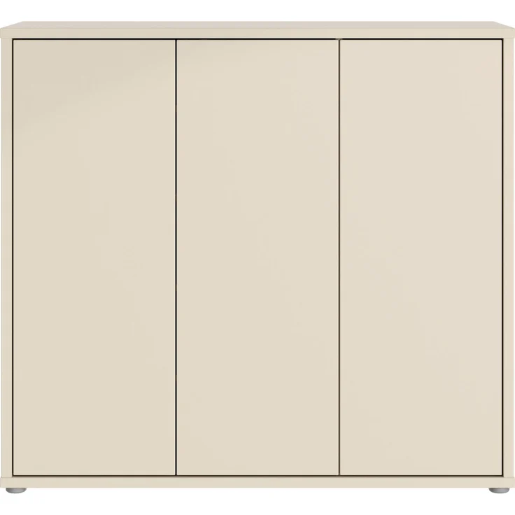 Forte ALICE SPRINGS Schuhschrank 100 110, moderner Flurschrank mit 3 Türen und 8 Einlegeböden, Holzwerkstoff, Kaschmir/ Beige, 109,2 cm breit x 99,1 cm hoch x 34,9 cm tief – Bild 2
