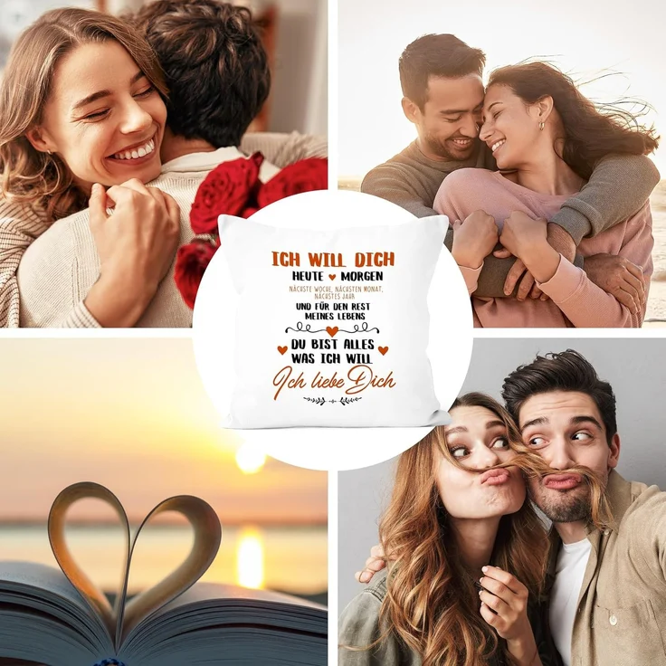 MoonWorks Dekokissen Kissen-Bezug Ich will dich heute und morgen ich liebe dich Geschenk Valentinstag Liebe Spruch Kissen-Hülle Deko-Kissen Baumwolle MoonWorks® – Bild 6