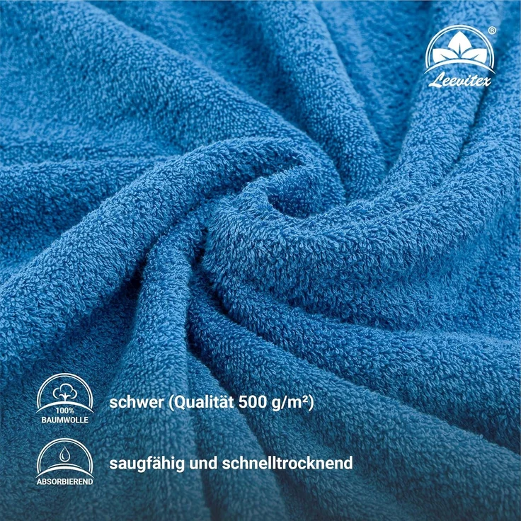 leevitex® Handtuch Frottee 4er Set, 50x100 cm, hochwertig verarbeitet & fusselfrei – Bild 5