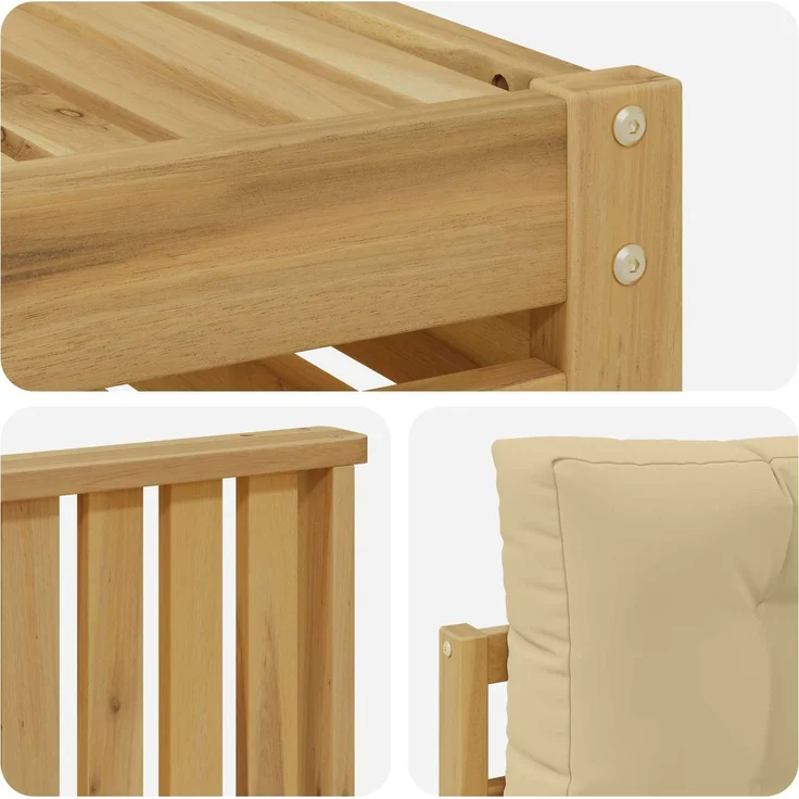 vidaXL Outdoor-Sofagarnitur 7 stk. 6-Sitzer Weiß und Beige 3390083 – Bild 5