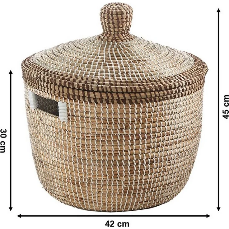 Kobolo Aufbewahrungskorb Schlangenkorb Korb TAIPAN aus Seegras inkl. Deckel (Stück, 1 St, Stück), Korb mit Deckel – Bild 2