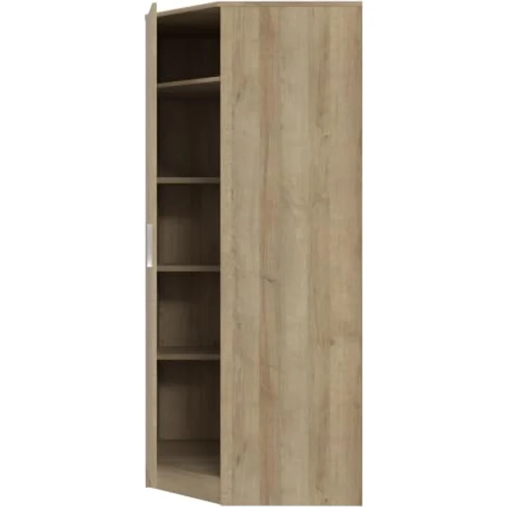 Forte Panama Eck-Kleiderschrank 80, moderner Drehtürenschrank, 1-türig, Stauraumlösung, Holzwerkstoff, Riviera Eiche Holzdekor, 80,4 cm breit x 181 cm hoch x 80,4 cm tief – Bild 5