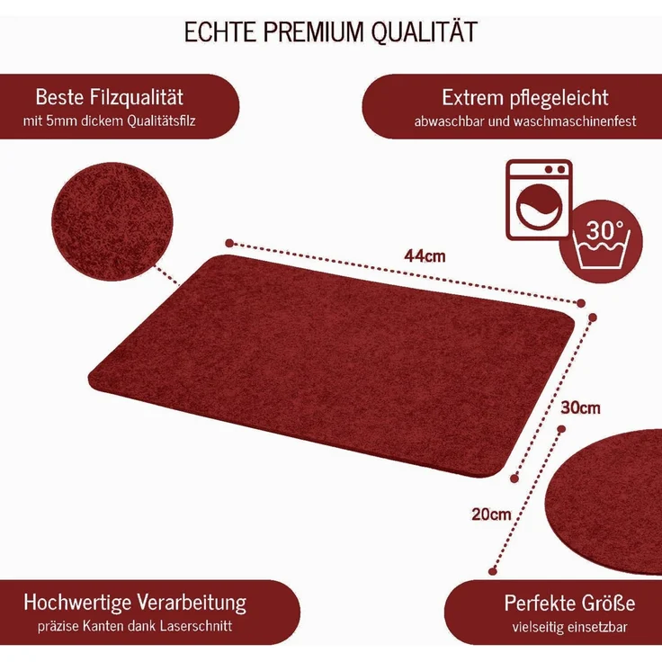 HAC24 Platzset Filz Platzmatte Tischsets Untersetzer Tischmatten Filzuntersetzer, (Set, 4-St), 44 x 30 cm, Rechteckig – Bild 2