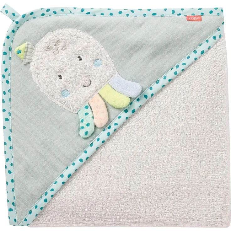 Fehn Badecape mit Kapuze - Octopus - 80x80 cm Blau