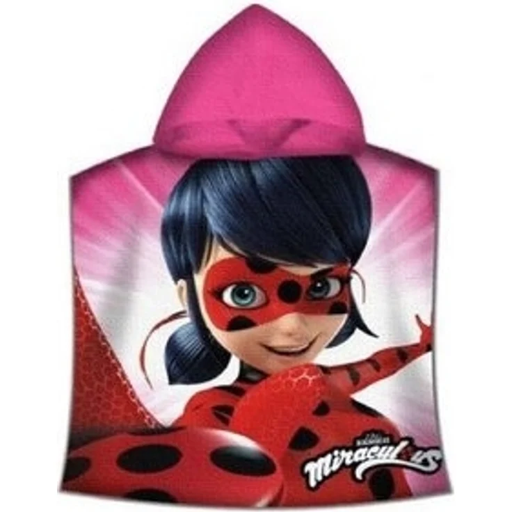 BERONAGE Kapuzenhandtuch Miraculous Ladybug Kinder-Kapuzen-Bade-Poncho Pink 60x120 cm, 100% Baumwolle, Frottee in Velours-Qualität – Bild 6