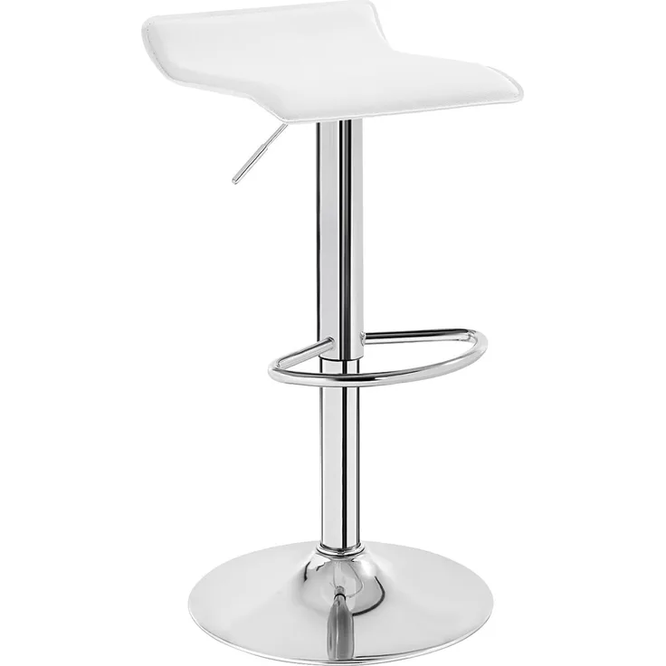 WOLTU BH11ws-1 Design Hocker Barhocker, stufenlose Höhenverstellung, verchromter Stahl, Antirutschgummi, pflegeleichter Kunstleder, gut gepolsterte Sitzfläche, Weiss