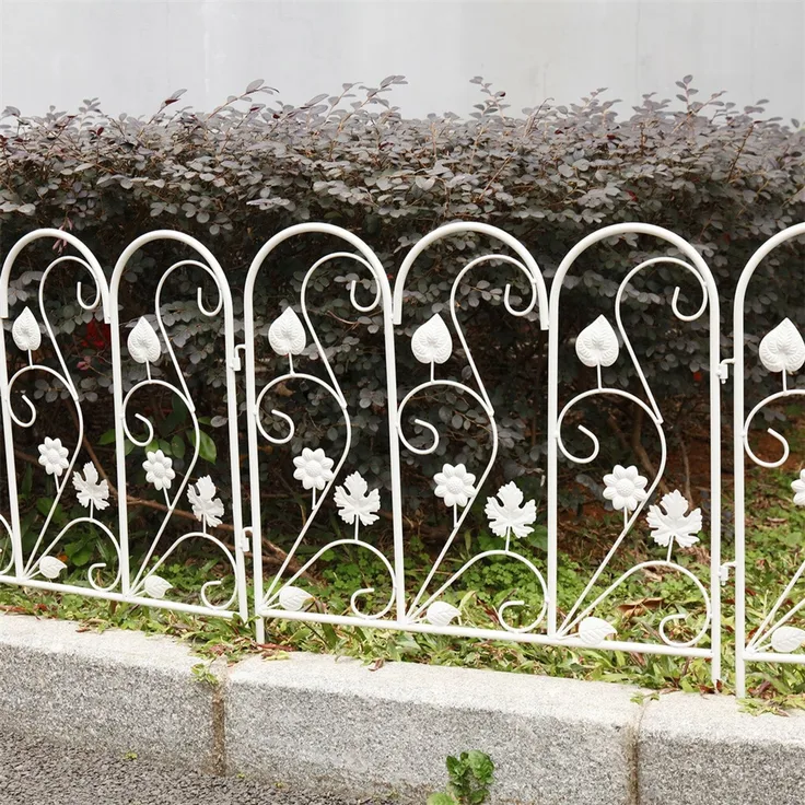 UNHO 5 Stück Beetzaun Metall Gartenzaun Eisen Beeteinfassung Beetumrandung 60x62 cm Schmuckzaun verzinkt Teichzaun Gitterzaun Gehege Zaunset Weiß
