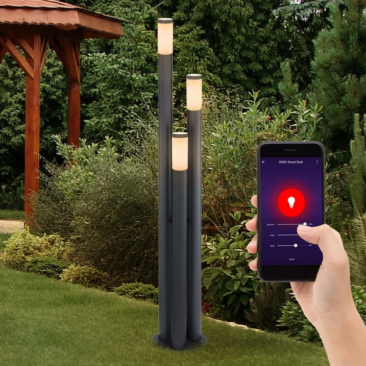 RGB LED Stehleuchte, Edelstahl, anthrazit, App-Steuerung – Bild 2
