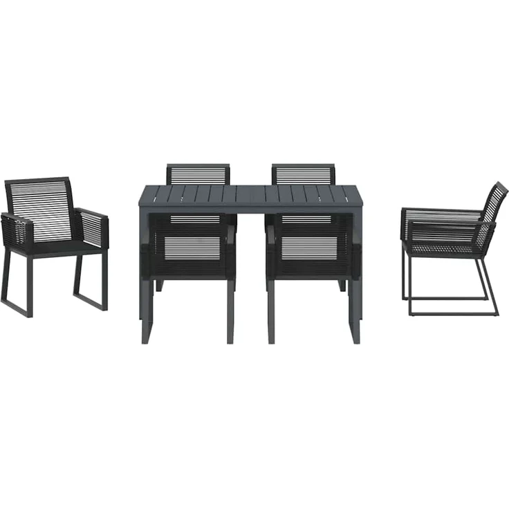vidaXL Garten Essgruppe 7 pcs Schwarz Poly-Rattan 3378820 – Bild 6