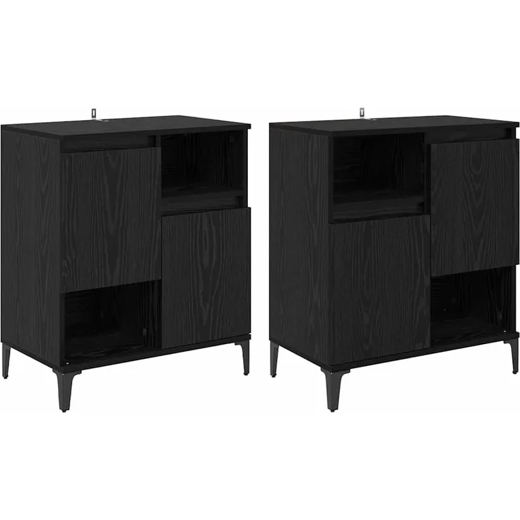 vidaXL Sideboards 2 pcs Schwarz Eichen-Optik 60 x 35 x 70 cm 3415601