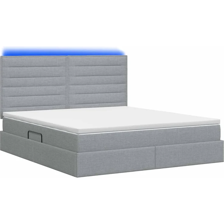 vidaXL LED-Speicherbett mit Matratze Hellgrau 180 x 200 cm Stoff 3459897 – Bild 9