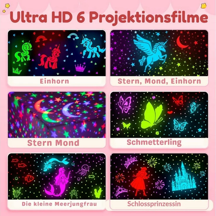 Vivitar LED-Sternenhimmel Projektor Nachtlicht 96 Lichteffekten, 6 Projektionsfolien 16 Farbmodi, 1 Meter Kabel, Fernbedienung Stimmungsbeleuchtung, Projektionslampe für Wände und Decken, Einschlaflich, eschenk für Jungen und Mädchen, Dinosaurier, Unte... – Bild 4