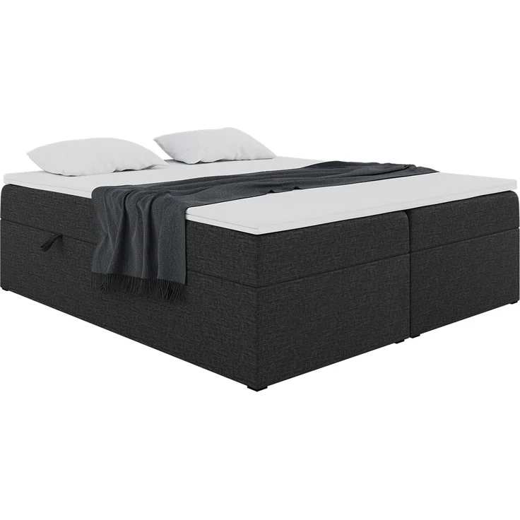 MEBLINI Boxspringbett LIONEL 200x200cm - H4/Schwarz Webstoff - mit Bettkasten - Gepolstert Doppelbett mit Matratze und Topper - Polsterbett mit Stauraum - Bett ohne Kopfteil - Stauraumbett – Bild 2