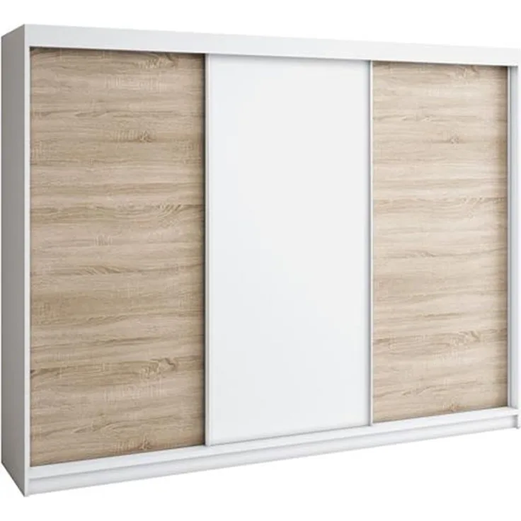 Schwebetürenschrank MERO 3-türig Schrank 200 cm Farbe: Weiß ,sonoma