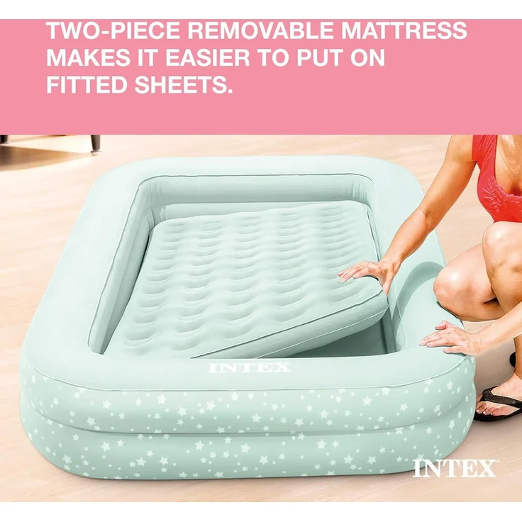 Intex Kinder Reisebett mit Pumpe, mint, 107 x 168 x 25 cm – Bild 6