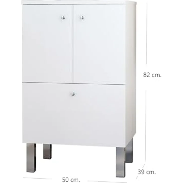 Baikal Badezimmerschrank, Bodenschrank, Aufbewahrung für Badezimmer oder jeden Raum, 2 Türen und Schublade, ideal für kleine Toiletten, zusammengebautes Möbelstück, 2 Türen + Schublade, 51 cm, Weiß – Bild 2