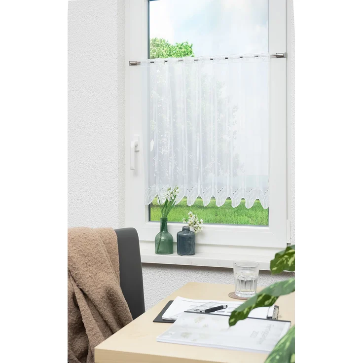 Lysel Scheibengardine Blümchenpaar (Bx H) 181,9cm * 60cm weiß/reinweiß – Bild 5