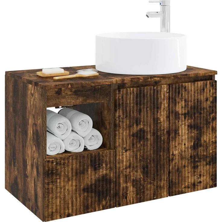 vidaXL Badezimmerschrank-Set 2 stk. Geräucherte Eiche 3404109 – Bild 3
