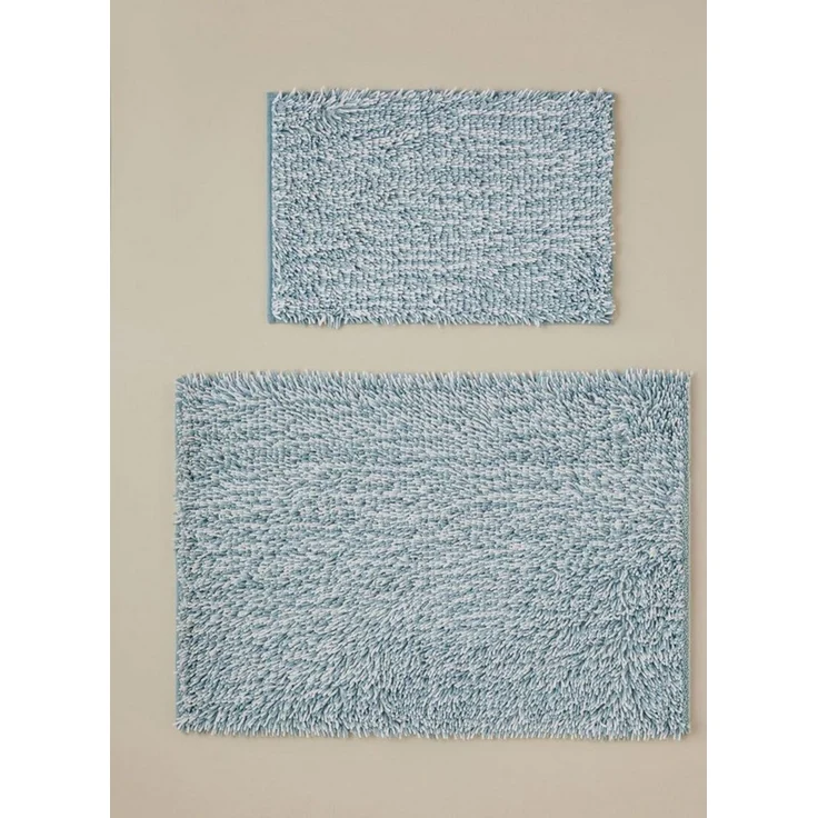 English Home Badematte Corallo Badematten-Set rutschfest 60x90 + 40x60 cm – Blau/Weiß, rechteckig, Rutschfestes 2er-Badematten-Set 60x90 + 40x60 cm – Bild 1