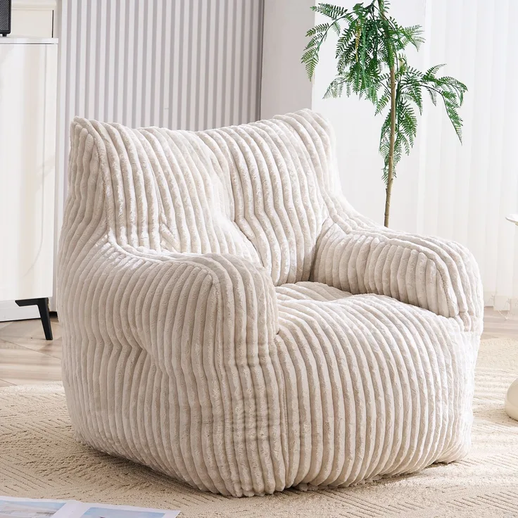 Sitzsack B 94 x T 100 x H 70 cm, beiger Cord mit Memory-Schaumstoff-Flocken, 1 Stück