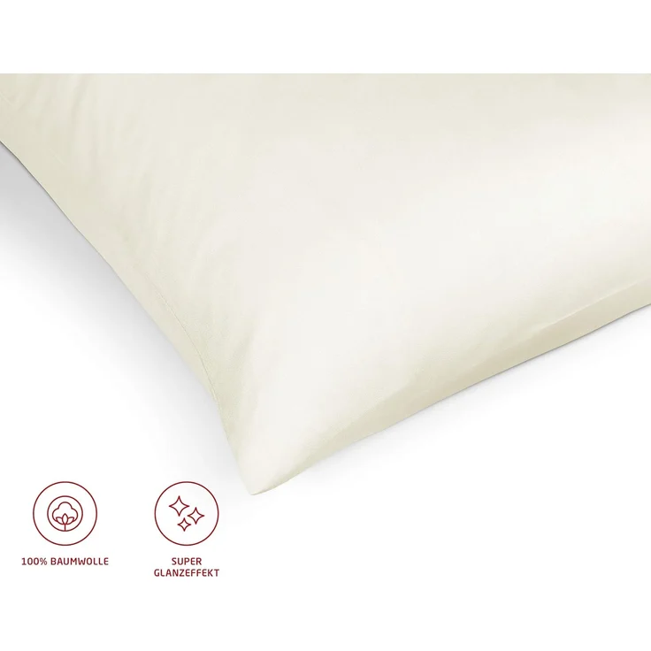 2 Stück Fleuresse Mako-Satin Kissenbezüge 40x40 cm uni mit RV DP 2006 gelb – Bild 4