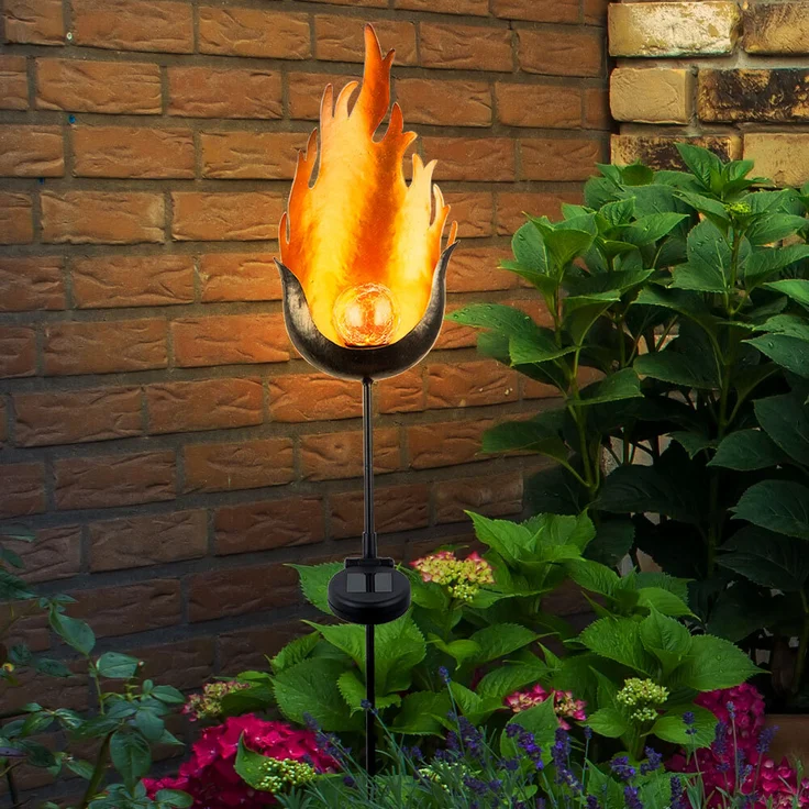 3er Set LED Solarlampen im Flammen Design, Feuereffekt – Bild 6