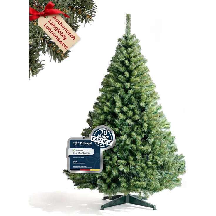 150 cm Künstlicher Weihnachtsbaum aus 100% PVC – Dicht & Formstabil mit 600 Zweigen (Ø 90 cm), Schnellaufbau-System, Schwer Entflammbar